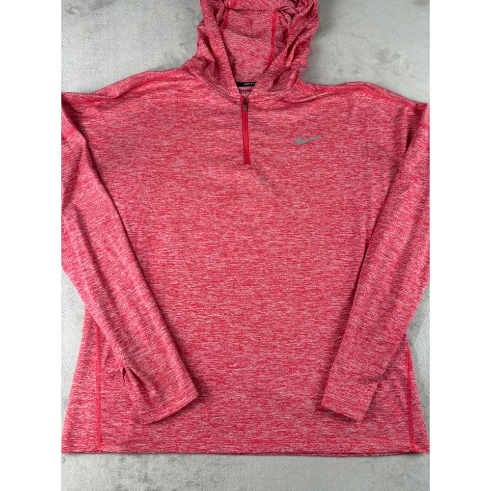 Nike Running Dri-FIT Hoodie Womens Large Pink Heather‎ 1/4 Zip Pullover Top